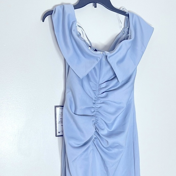 NWT Xscape Women's Off Shoulder Cocktail Dress Ruched Size 14 sky mist - Picture 7 of 9